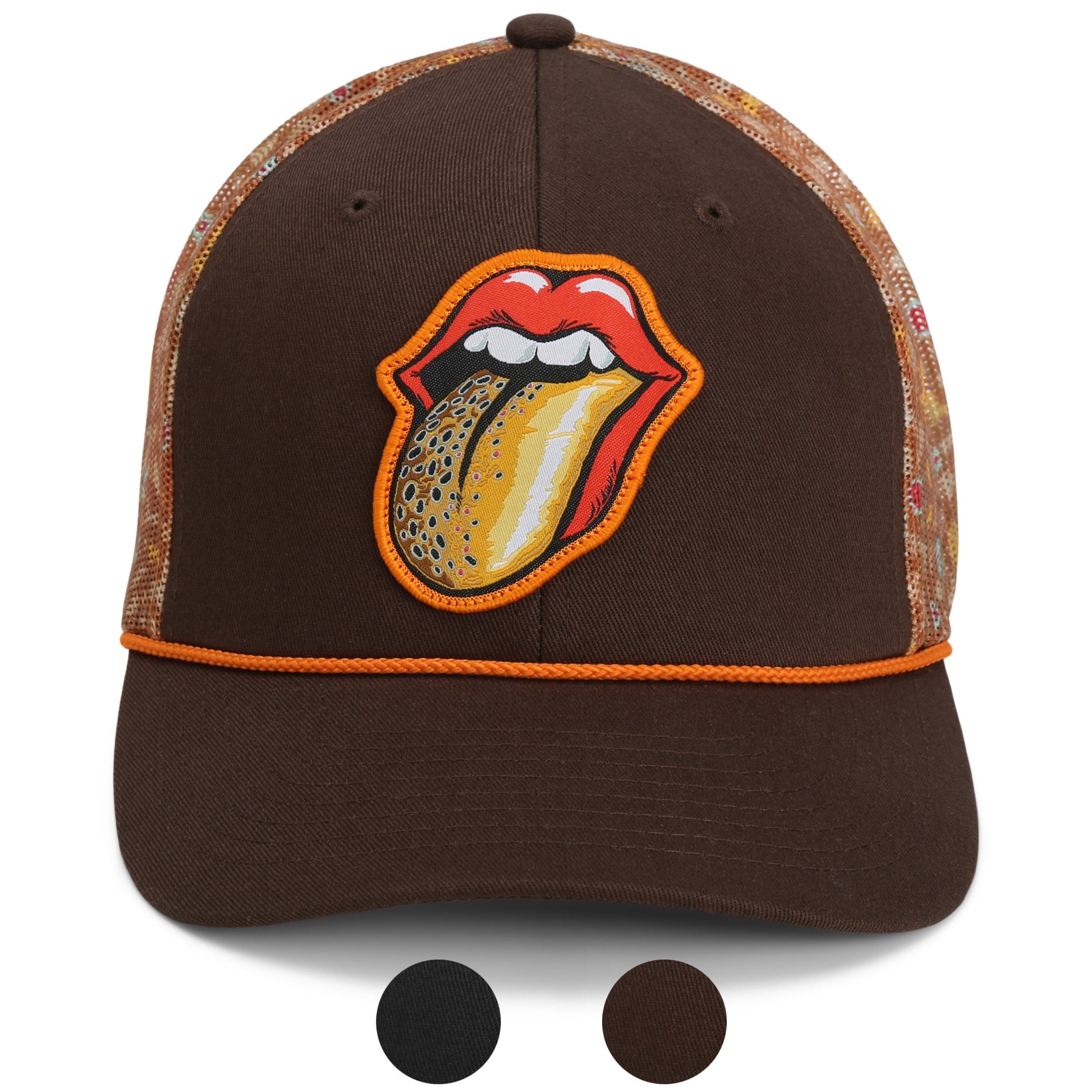 PARAMOUNT OUTDOORS™ Trout Tongue Fly Fishing Hat Patch Mesh Back Rope Cap Headwear