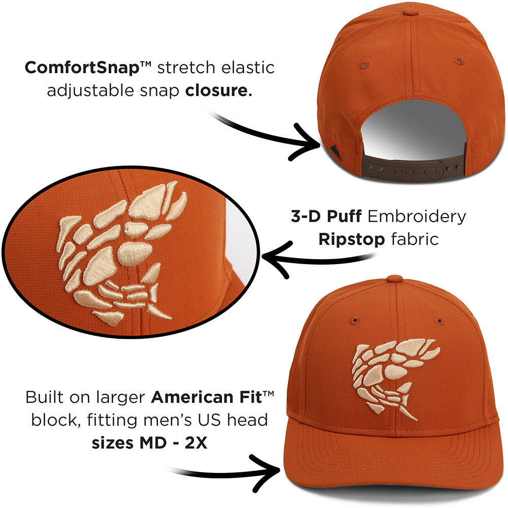 PARAMOUNT OUTDOORS™ Rock Fish 3-D Puff Embroidery Performance RipStop Fishing Hat Headwear