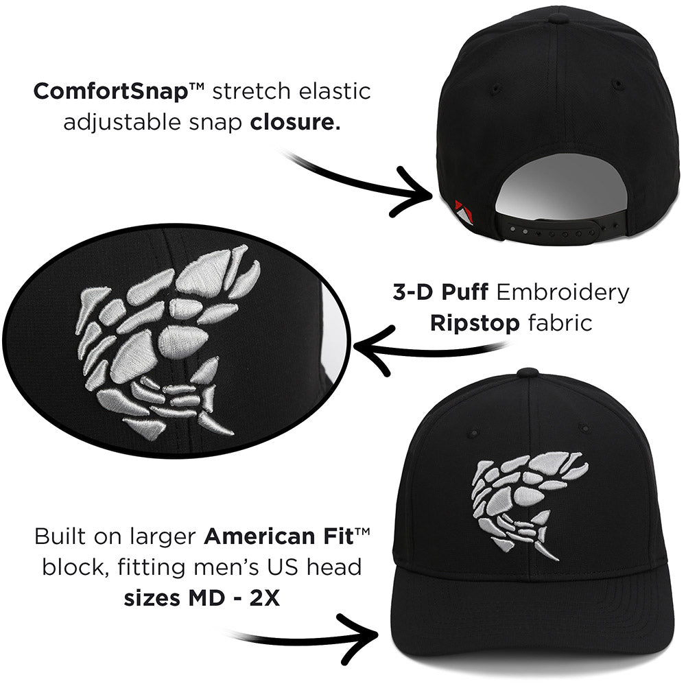 PARAMOUNT OUTDOORS™ Rock Fish 3-D Puff Embroidery Performance RipStop Fishing Hat Headwear