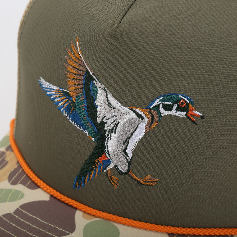 PARAMOUNT OUTDOORS™ Wood Duck Hat Rope Cap 5-Panel Ridgeline Mesh Back